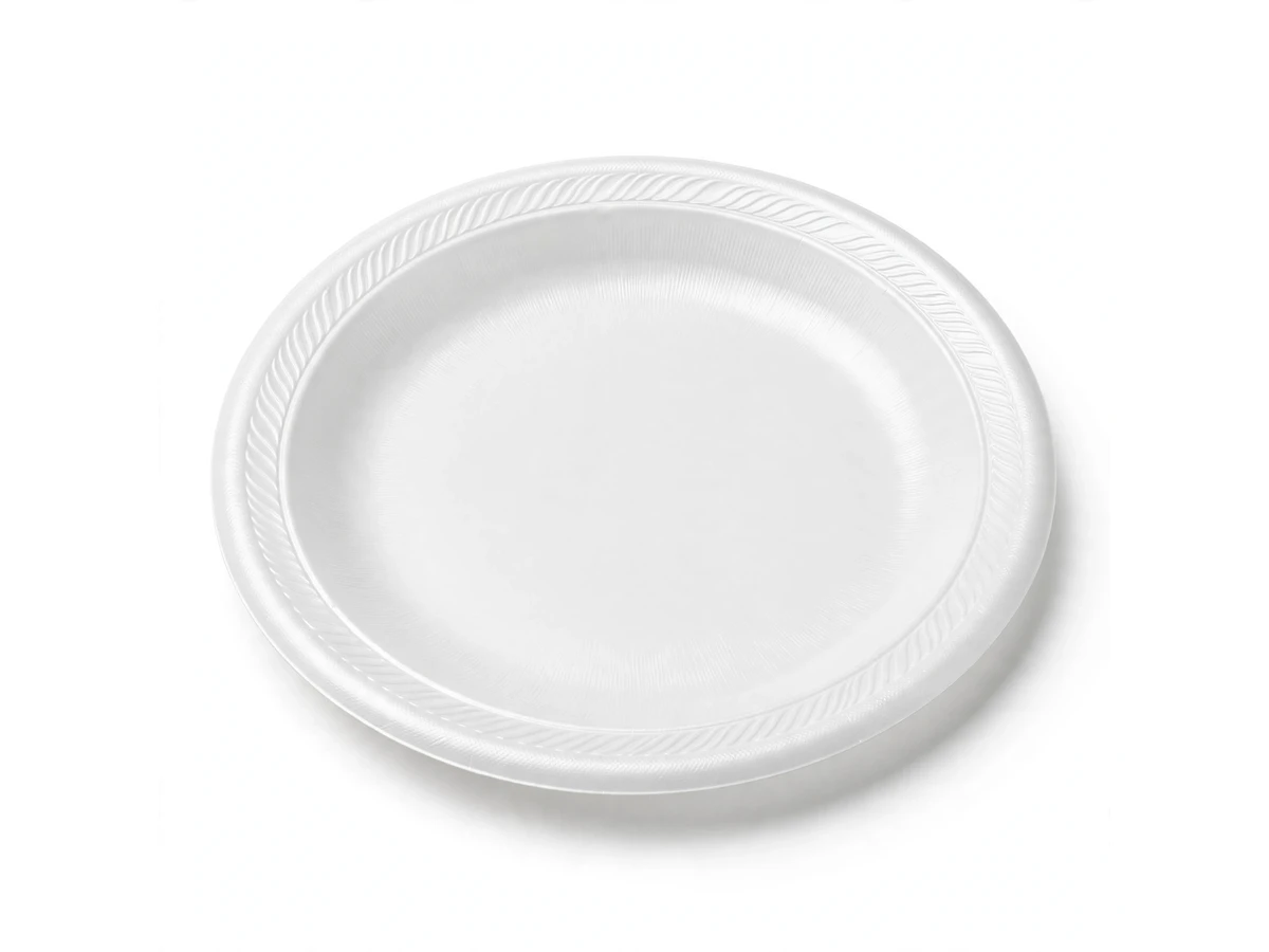 White disposable plastic plate representing AMS No. 13